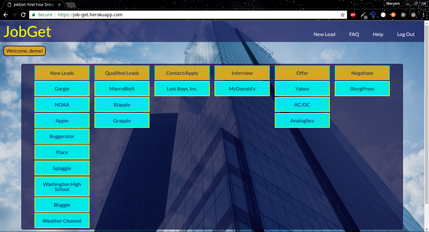 JobGet Job Search Organizer